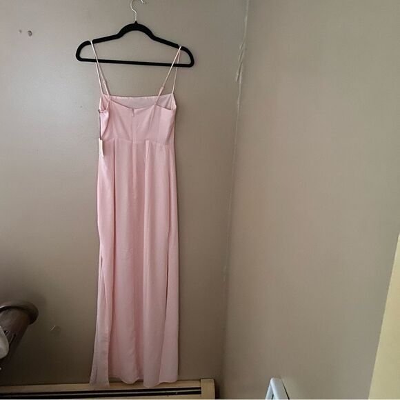 Superdown Addison Maxi Dress Blush pink chiffon slip dress slit Revolve S NWT - Picture 12 of 12
